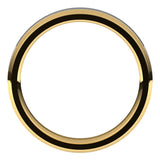 14K Yellow/White 4 mm Stepped Beveled-Edge Inlay Comfort-Fit Flat Band Size 7.5