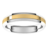 14K White/Yellow 4 mm Stepped Beveled-Edge Inlay Comfort-Fit Flat Band Size 12.5