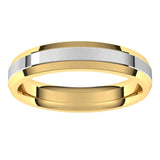 14K Yellow/White 4 mm Stepped Beveled-Edge Inlay Comfort-Fit Flat Band Size 7.5