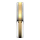 14K White/Yellow 4 mm Stepped Beveled-Edge Inlay Comfort-Fit Flat Band