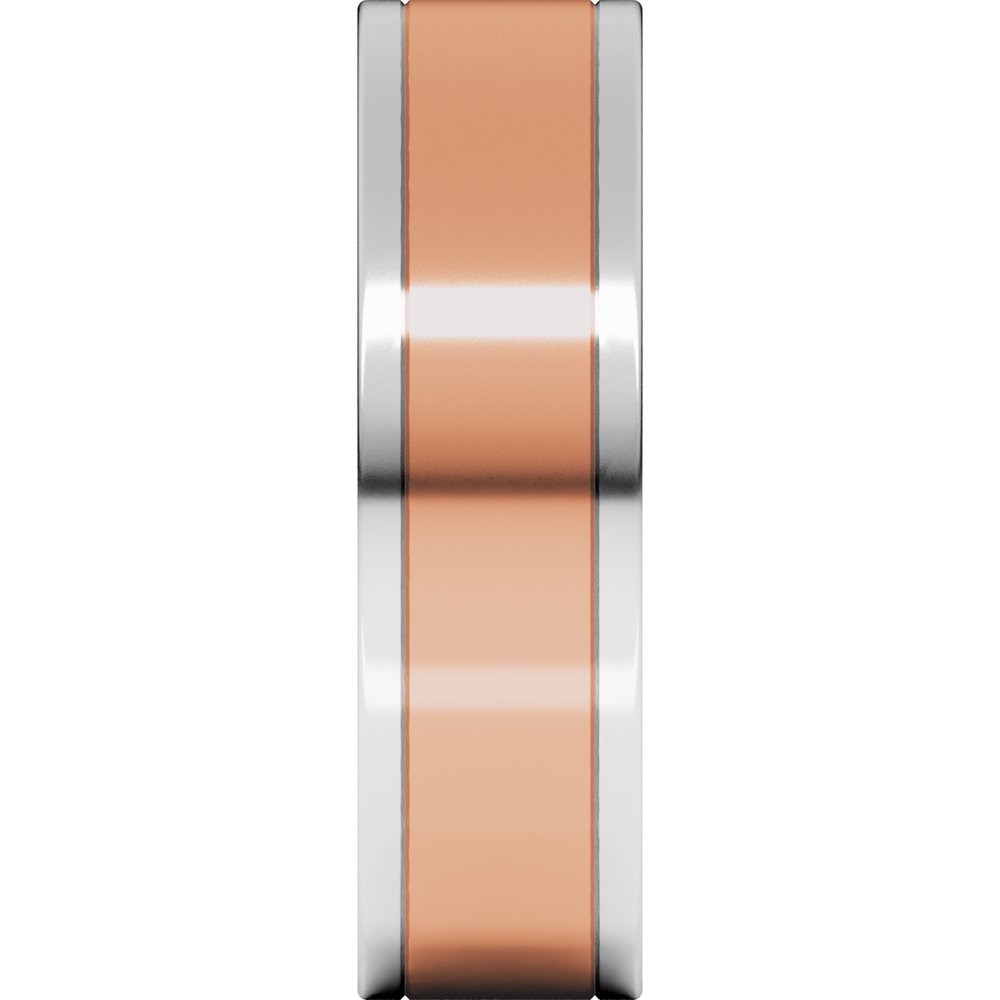 14K White/Rose 6 mm Comfort-Fit Flat Band Size 10