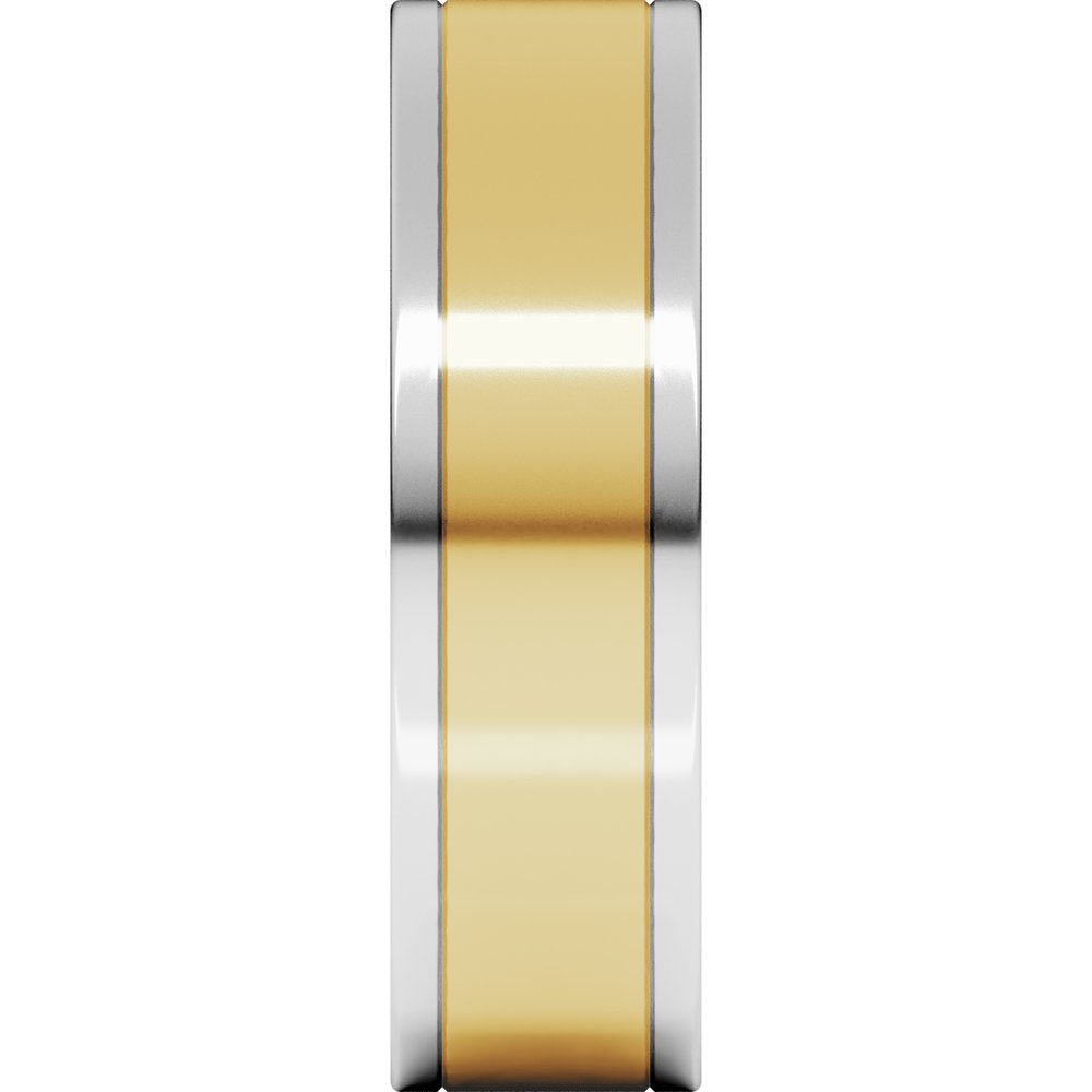 14K White/Yellow 6 mm Comfort-Fit Flat Band