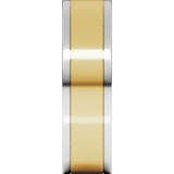 14K White/Yellow 6 mm Comfort-Fit Flat Band Size 7.5