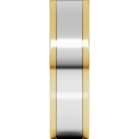 14K Yellow/White 6 mm Comfort-Fit Flat Band