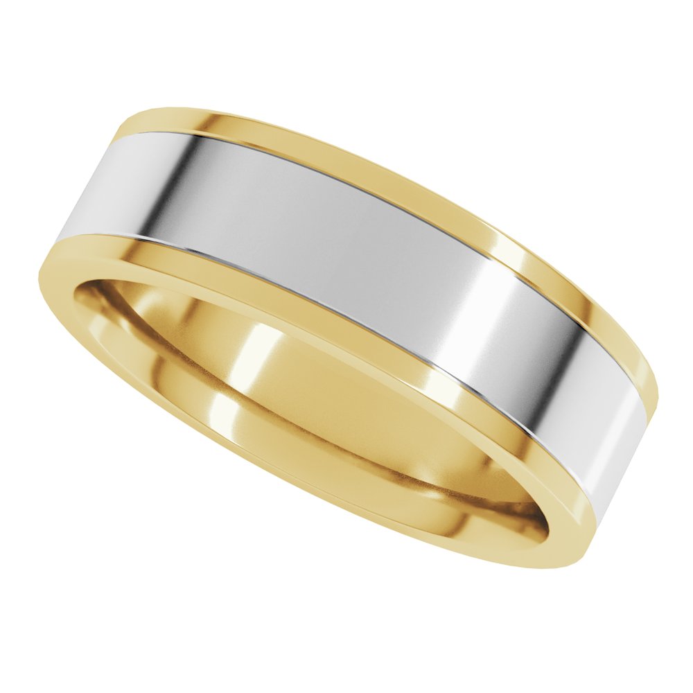 14K Yellow/White 6 mm Comfort-Fit Flat Band