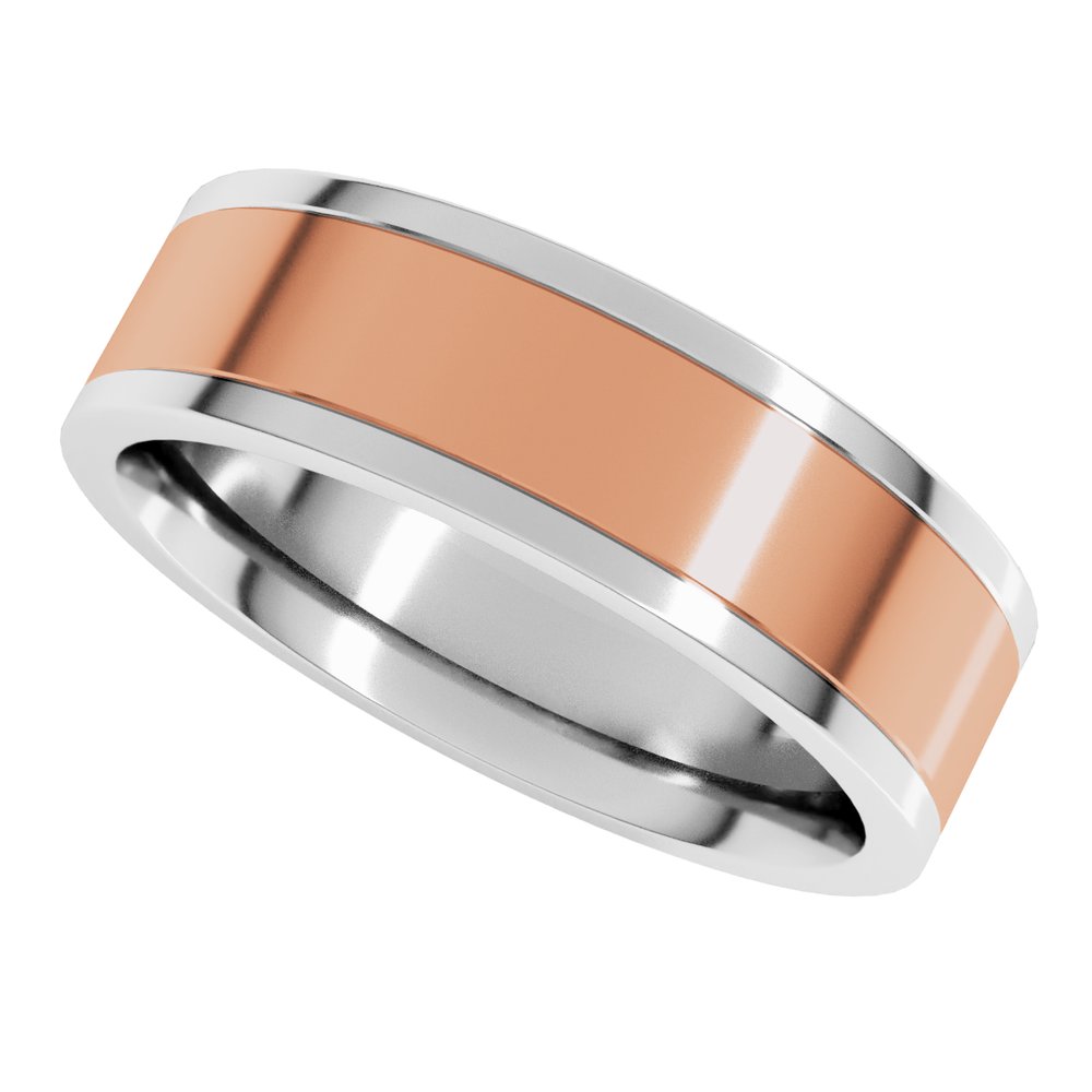 14K White/Rose 6 mm Comfort-Fit Flat Band Size 10