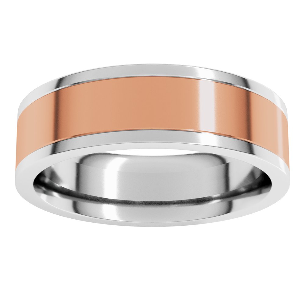 14K White/Rose 6 mm Comfort-Fit Flat Band Size 10