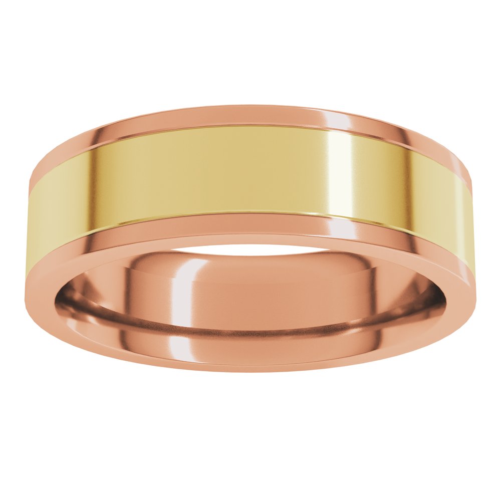 14K Rose/Yellow 6 mm Comfort-Fit Flat Band Size 10