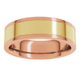 14K Rose/Yellow 6 mm Comfort-Fit Flat Band Size 10