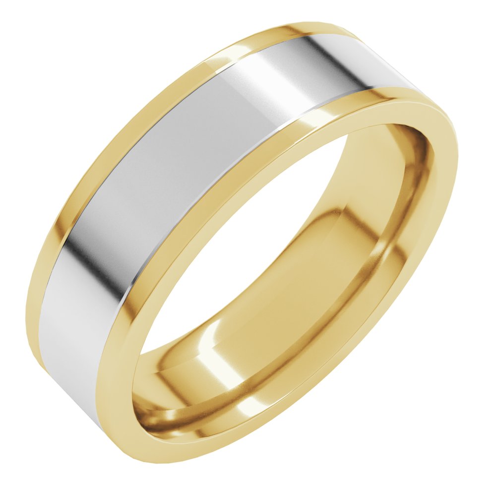 14K Yellow/White 6 mm Comfort-Fit Flat Band Size 8