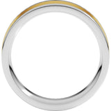 14K White/Yellow 6 mm Comfort-Fit Flat Band Size 7.5