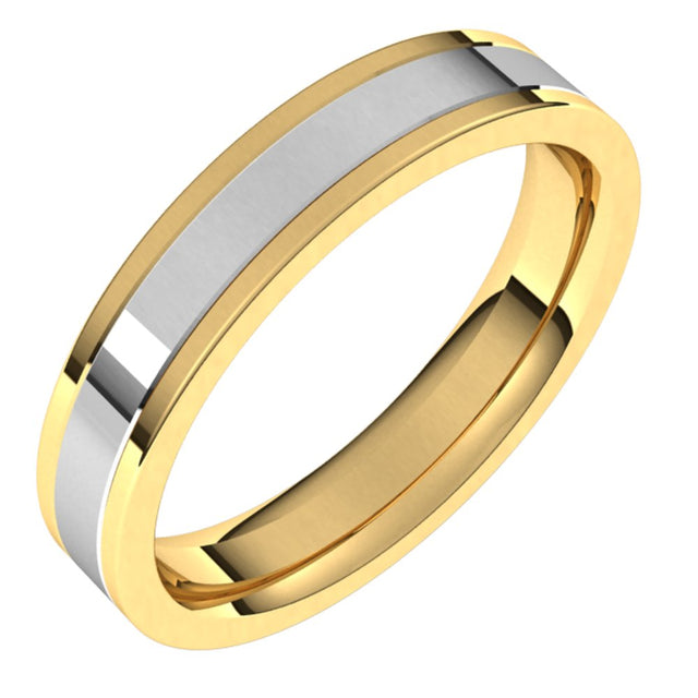 14K Yellow/White 4 mm Comfort-Fit Flat Band Size 7