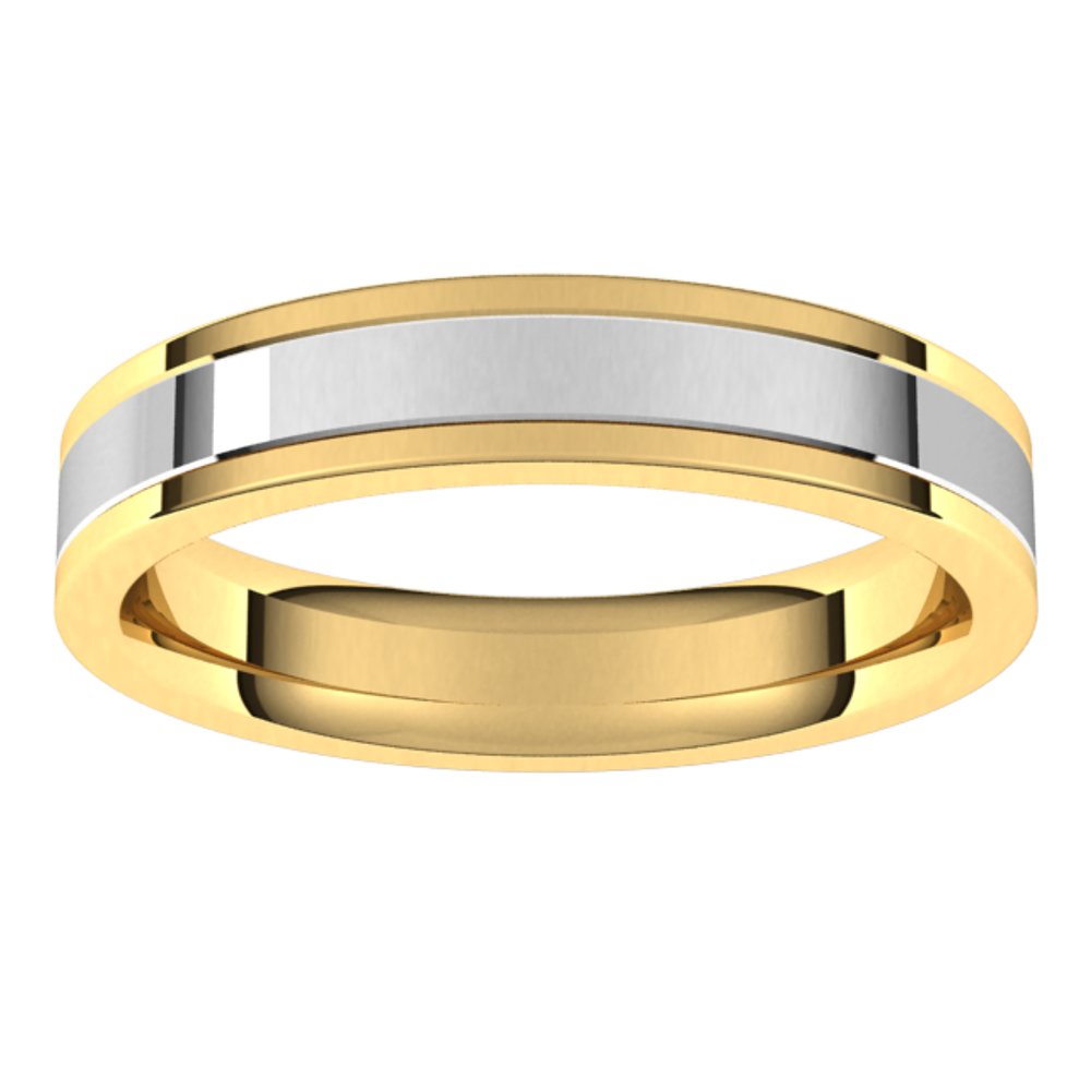 14K Yellow/White 4 mm Comfort-Fit Flat Band Size 7