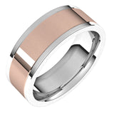 14K White/Rose 7 mm Comfort-Fit Flat Band Size 10.5