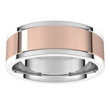 14K White/Rose 7 mm Comfort-Fit Flat Band Size 10.5