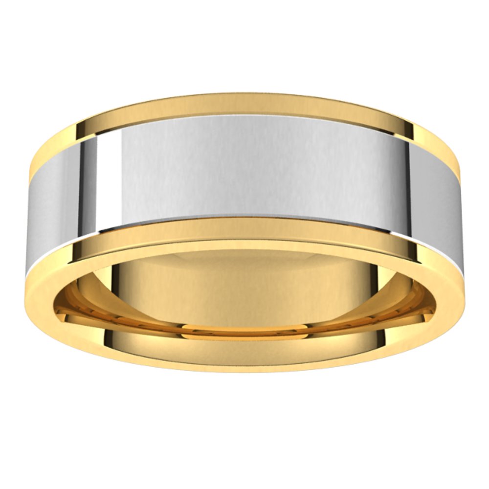 14K Yellow/White 7 mm Comfort-Fit Flat Band