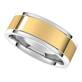 14K White/Yellow 7 mm Comfort-Fit Flat Band