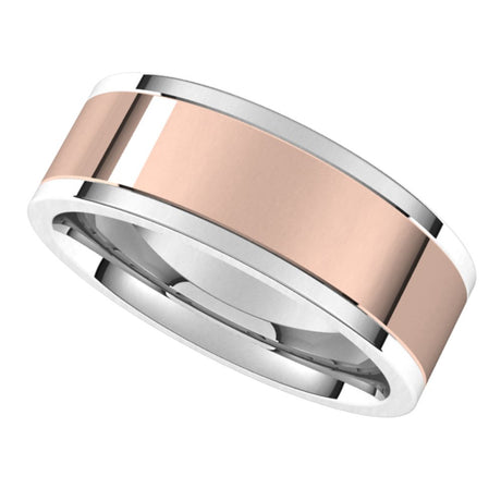 14K White/Rose 7 mm Comfort-Fit Flat Band Size 10.5