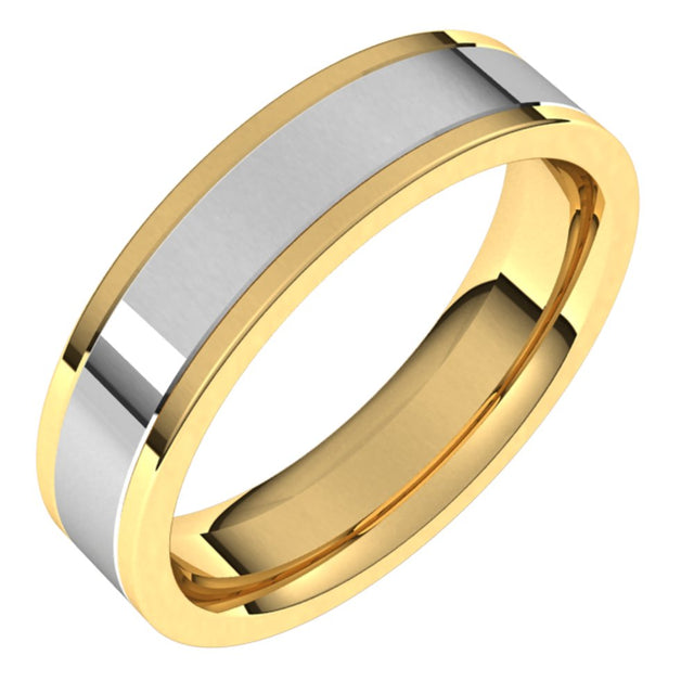 14K Yellow/White 5 mm Comfort-Fit Flat Band Size 10