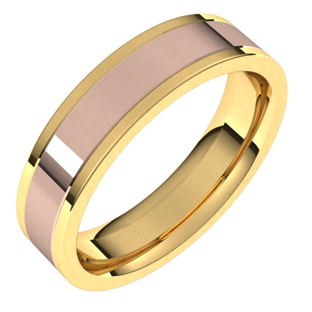 14K Yellow/Rose 5 mm Comfort-Fit Flat Band Size 10