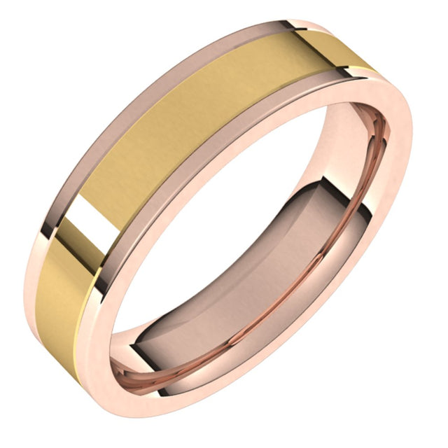 14K Rose/Yellow 5 mm Comfort-Fit Flat Band Size 10