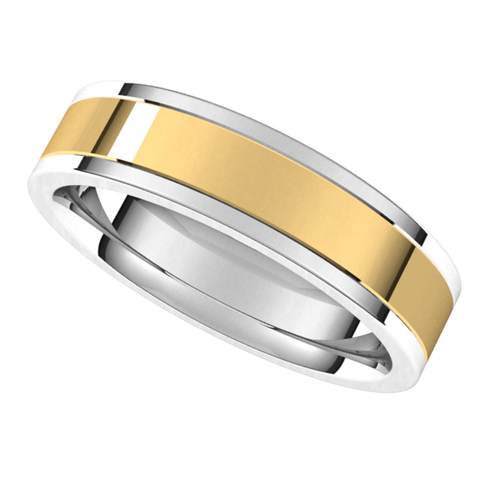 14K White/Yellow 5 mm Comfort-Fit Flat Band