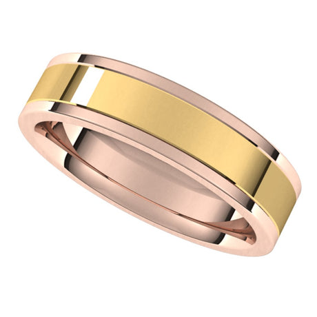 14K Rose/Yellow 5 mm Comfort-Fit Flat Band Size 10