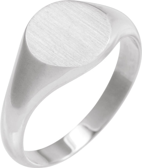 14K White 9.5 mm Signet Ring