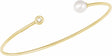 14K Yellow Gold Cultured White Freshwater Pearl & .03 CT Natural Diamond Cuff 7" Bracelet