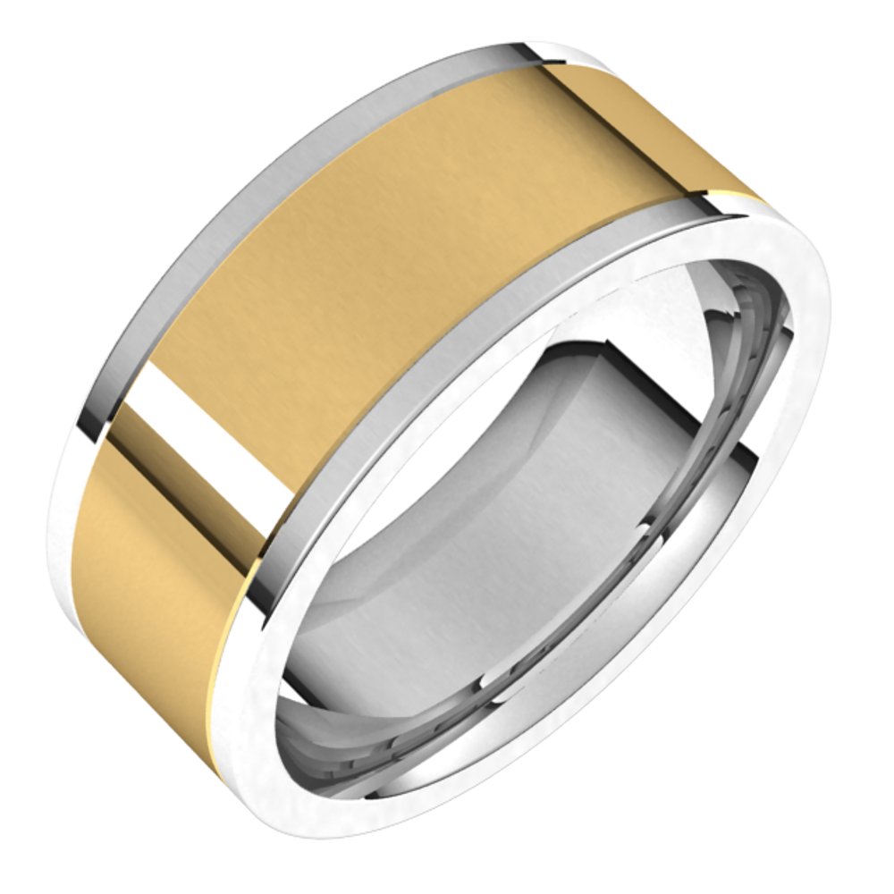 14K White/Yellow 8 mm Comfort-Fit Flat Band Size 10.5
