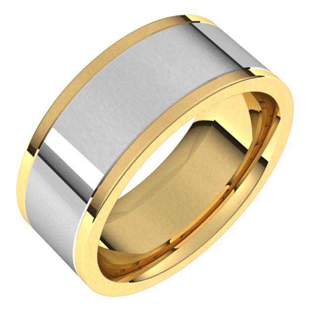 14K Yellow/White 8 mm Comfort-Fit Flat Band Size 10.5
