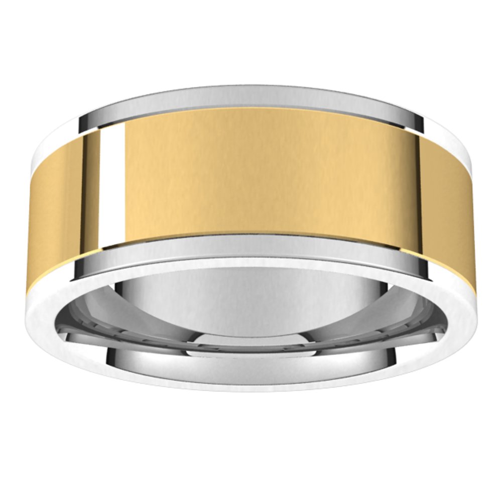 14K White/Yellow 8 mm Comfort-Fit Flat Band Size 10.5