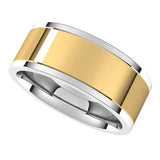 14K White/Yellow 8 mm Comfort-Fit Flat Band Size 10.5