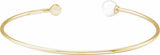 14K Yellow Gold Cultured White Freshwater Pearl & .03 CT Natural Diamond Cuff 7" Bracelet