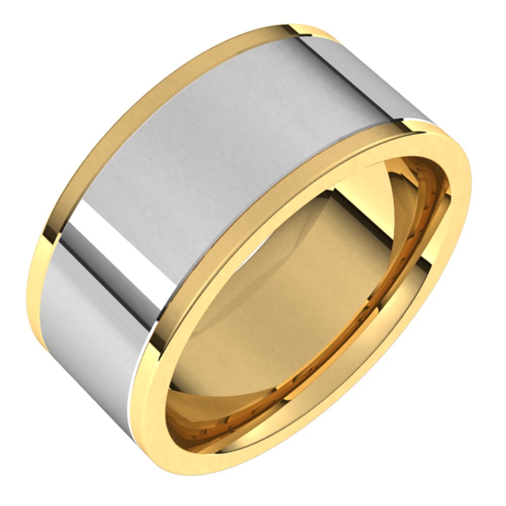 14K Yellow/White 9 mm Comfort-Fit Flat Band Size 10.5