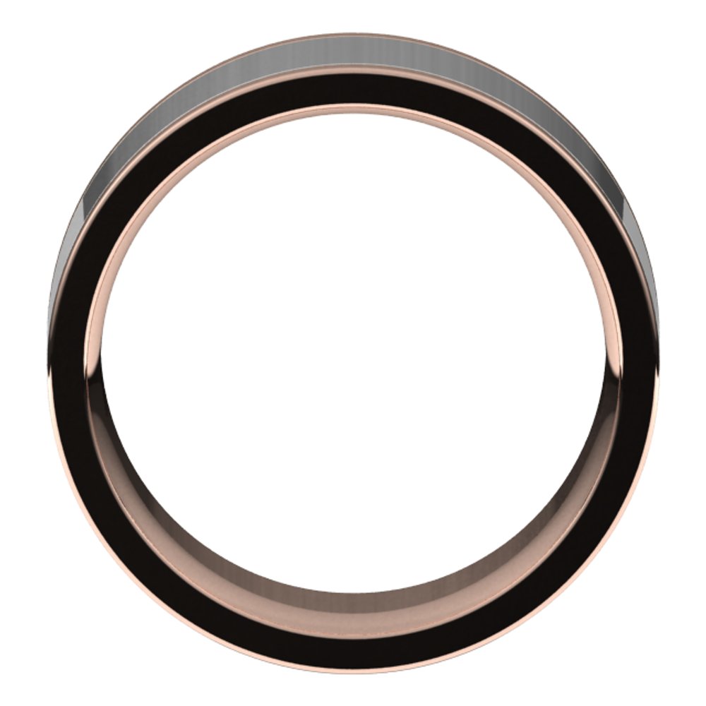14K Rose/White 9 mm Comfort-Fit Flat Band Size 10.5