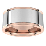 14K Rose/White 9 mm Comfort-Fit Flat Band Size 10.5