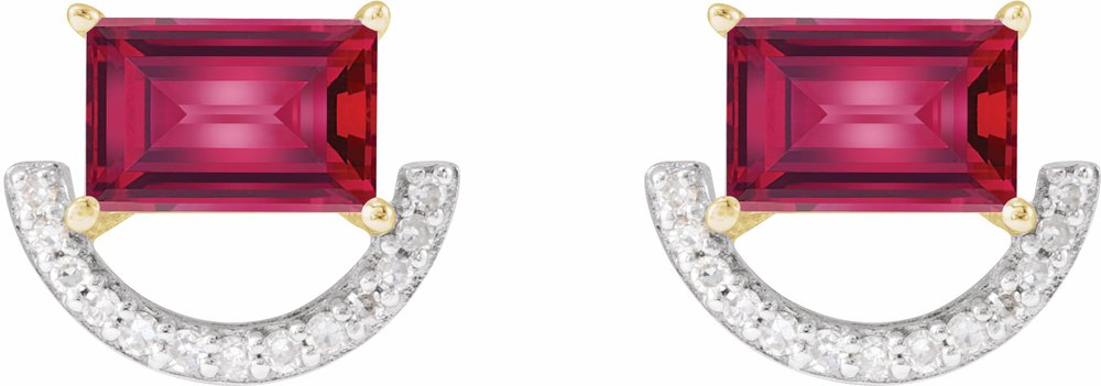 Rhodium-Plated 14K Yellow Imitation Ruby & 3/4 CTW Natural Diamond Earrings