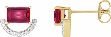 Rhodium-Plated 14K Yellow Imitation Ruby & 3/4 CTW Natural Diamond Earrings