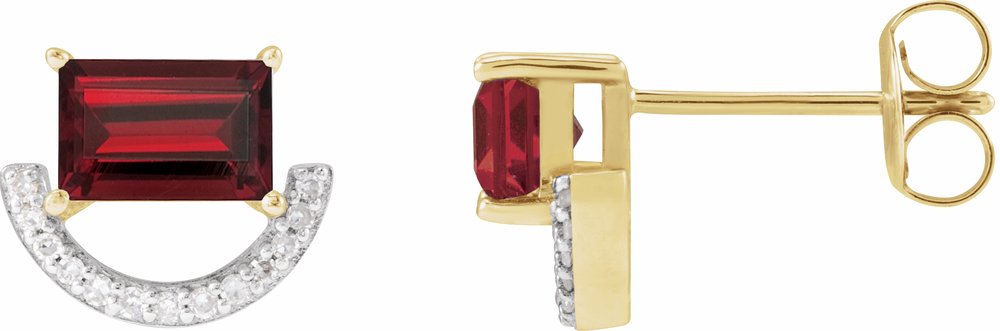 Rhodium-Plated 14K Yellow Natural Mozambique Garnet & 3/4 CTW Natural Diamond Earrings