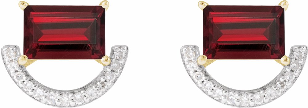 Rhodium-Plated 14K Yellow Natural Mozambique Garnet & 3/4 CTW Natural Diamond Earrings