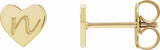 14K Yellow Gold 6 mm Engravable Heart Earrings