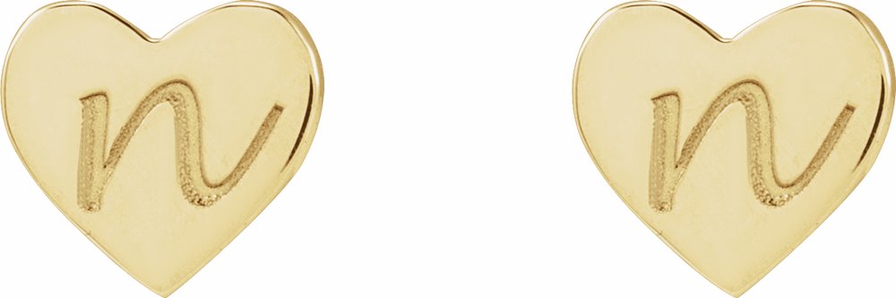 14K Yellow Gold 6 mm Engravable Heart Earrings