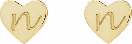 14K Yellow Gold 6 mm Engravable Heart Earrings