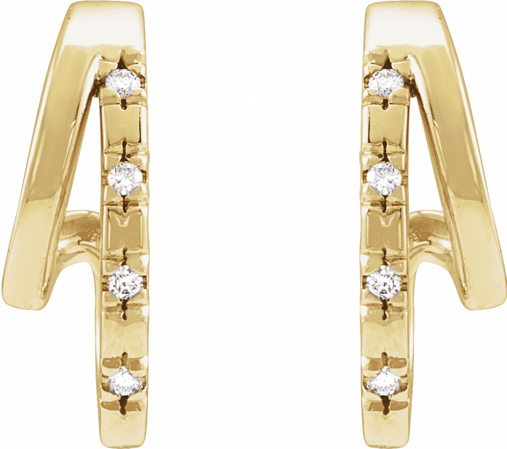 14K Yellow Gold .05 CTW Natural Diamond Hoop Earrings