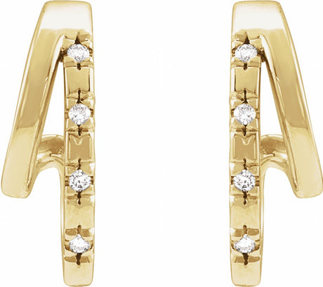 14K Yellow Gold .05 CTW Natural Diamond Hoop Earrings