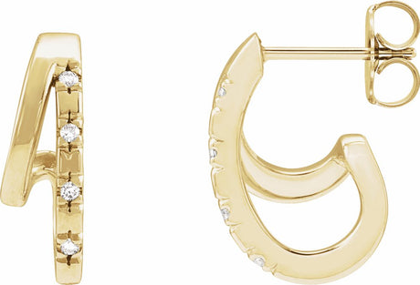 14K Yellow Gold .05 CTW Natural Diamond Hoop Earrings