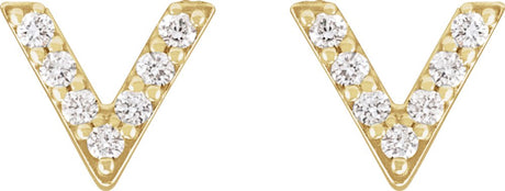 14K Yellow 1/10 CTW Natural Diamond V Earrings