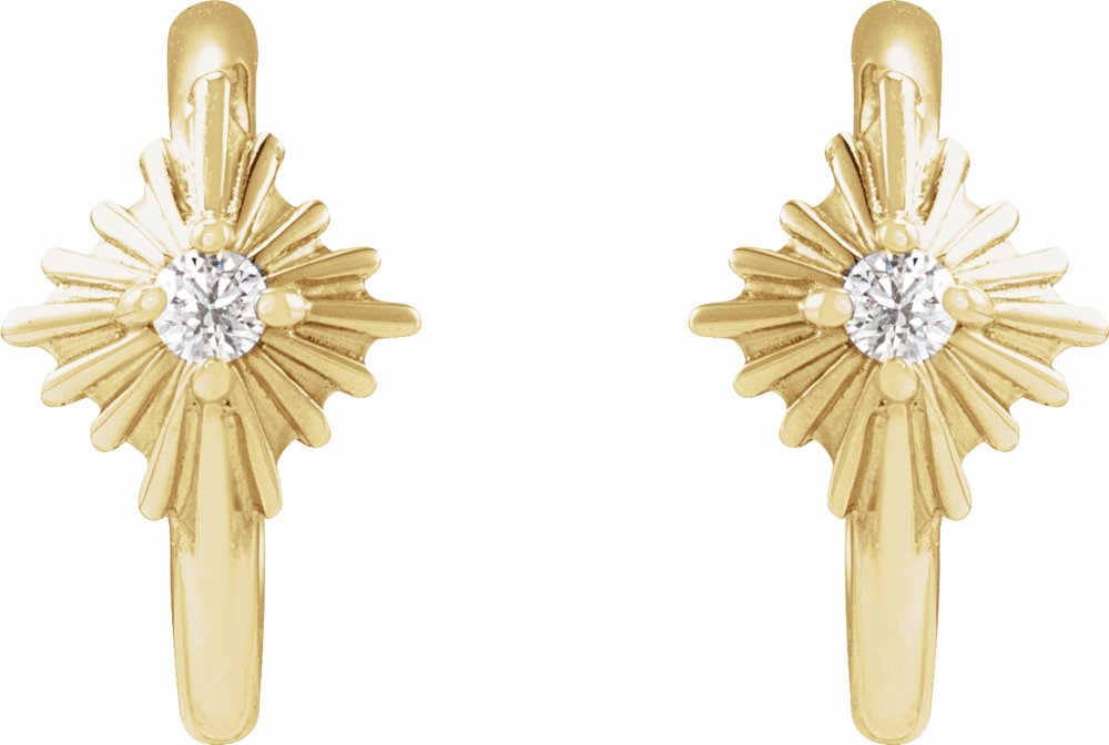 14K Yellow Gold .03 CTW Natural Diamond 10 mm Star Hoop Earrings