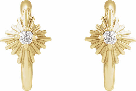 14K Yellow Gold .03 CTW Natural Diamond 10 mm Star Hoop Earrings